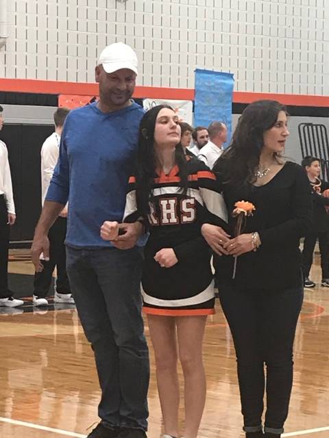 Student and Parents at Senior Night.